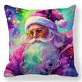 Housse de coussin style peinture à l'huile avec Père Noël coloré et lunettes de soleil - 45x45cm / Père Noël Coloré avec Lunettes de Soleil (6)