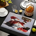 Set de table de Noël avec motif bonhomme de neige et texture tissée festive - Bonhomme de neige vendant des boules de neige (Style-7)