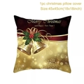 Fodera per cuscino natalizio 45x45 cm con campane d'oro e auguri di Natale - Style-1 (Campane d'Oro Foglie di Agrifoglio)