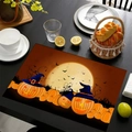 Set de table d'Halloween avec citrouille, chapeau de sorcière et chauves-souris décor - Style Citrouille Chapeau de Sorcier Lune (3) / 30x45