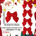 Set of 4 red velvet Christmas bows for holiday tree decoration and gift wrapping - Red