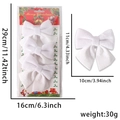 Set of three white velvet Christmas bows with soft texture for tree and gift decoration - White