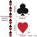 Poker themed party garland with 12 pieces of red hearts and black clubs decorations - Heart and Club Style / 12-Piece Set