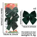 Dunkelgrüne Samt-Weihnachtsschleifen für Kränze, 2er-Set, DIY-Deko, 14x14cm - Grün