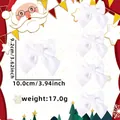 Set of 4 white velvet Christmas bows for tree DIY decoration, size 10x9.2cm each - White