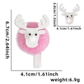 Rosa Plüsch-Rentier-Holzklammer für Weihnachtskarten und Fotodeko, Größe 6.7cm - Rosa