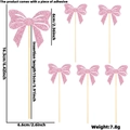 Pink glitter bow cake toppers for Valentine's Day party dessert decorations set of 6 - Pink Style B