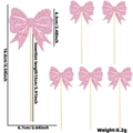 Décorations de gâteau nœuds rose pailleté pour fête de Saint-Valentin lot de 6 - Style Rose E / Rose