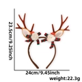 Cute brown reindeer antler headband with red plaid bow and white pom poms for Christmas - Red Green Plaid Bow Brown Antlers