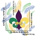 Mardi Gras fleur-de-lis wooden sign with mask design and size dimensions in inches - Purple Green Gold Fleur-de-lis Wooden Sign / Gold Purple Green