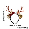Christmas reindeer antler headband with brown antlers and red velvet bow size 24x22.5cm - Gold Sequin Ears Brown Antlers
