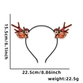 Brown reindeer antler headband with festive plaid bows and dimensions 15.5x22.5cm - Polka Dot Ear Style / Brown