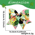 St. Patrick's Day Schleife mit Kleeblatt-Muster, Größe 16,0 cm x 10,5 cm, grün gelb - 16cmx10.5cm / Kobold Zylinder-Stil