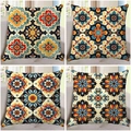 4er-Set ultraweiche Kissenbezüge mit lebendigen Blumen- und Mandala-Mustern - Leinen / Mandala Böhmischer Stil (2)