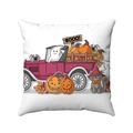 Halloween linnen kussensloop met vintage rode vrachtwagen, pompoenen en spoken - Rode Vrachtwagen Pompoen Geest BOO-stijl (Stijl-10) / 45*45mm