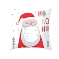 Christmas Santa Claus pillow cover with HO HO HO text and white snowflake patterns - Style-7 (Cartoon Santa)
