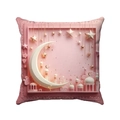 Close-up of pink 3D Christmas pillow case featuring moon, stars, and mosque elements - Pink 3D Mosque (Style-2)