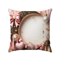 Pink Christmas pillow cover with golden crescent moon and luxury silk bow decoration - Pink Bow Crescent Pearl (Style-9)