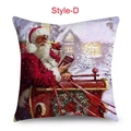Style-D square Christmas pillow cover with Santa Claus reading in a red sled - Style-D (Santa Claus in Snow Sleigh)