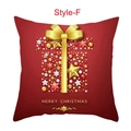 Dark red Christmas pillow case with golden gift box pattern and Merry Christmas text - Style-F (Gold Pentagram Gift Pattern)