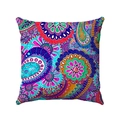 Funda de cojín cuadrada de lino bohemio con estampados de paisley y mandala en fondo blanco - 45x45