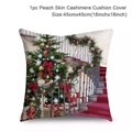 Christmas tree peach skin pillow case cover for sofa decoration 18x18 inch size - Style-15 (Indoor Christmas Tree Stairs)