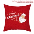 Santa Claus Merry Christmas peach skin pillow case 45x45cm red cushion cover - Style-16 (Red Santa)