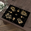 Zwarte boho linnen placemat met gouden maan en kattenprints voor tafeldecoratie - Boho Stijl Kat Halve Maan (Stijl 11)