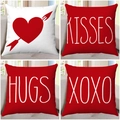 Set of 4 Valentine's day pillow covers with red hearts and XOXO typography prints - Heart Arrow Hand Letter Style (12)