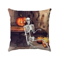 Dettaglio federa Halloween con scheletro, zucche luminose e stampa tavola ouija - Stile Teschio e Tavola Ouija (Stile-4)