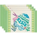Detailed texture of Easter placemats with watercolor bunny and floral pattern - Watercolor Bunny with Easter Egg (款式-4)