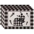 Detail of Easter buffalo plaid rabbit place mats with farmhouse carrot decorations - Vintage Buffalo Plaid Rabbit (Style 8)