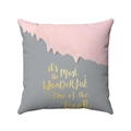 Cojín estilo helado derretido con texto dorado sobre tela de felpa rosa y gris suave - Estilo Letras Derretidas Rosa Gris