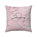 Detalle de cojín rosa de helado con estampados de corazones y texto Journey DESTINATION - Estilo Corazón Rosa de Ensueño
