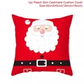 Christmas Santa Claus peach skin pillowcase 45x45cm in red for sofa decor - Style-23 (Red Santa Face)