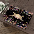 Donker bohemien linnen placemat met kleurrijke bloemmotieven en gouden maanontwerp - Fantasie Bloemen en Maan Stijl (Stijl 14)