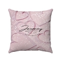 Rosa Eiscreme-Plüschkissen mit Herzmuster und Journey-Slogan auf weißem Hintergrund - Traumhafter Rosa Herz Stil