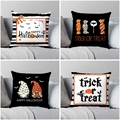 Set of four Halloween pillow covers with witch, ghost, and bat prints on a sofa - 45*45mm / Style 8
