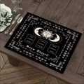 Donker bohemian linnen placemat met gouden zon- en maanprint voor altaar of eettafel - "Ken jezelf" Waarzeggerij Stijl (Stijl 15)