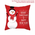 Christmas snowman cushion cover in red peach skin fabric, 45x45cm festive pillowcase - Style-25 (Red Top Hat Cartoon Snowman)