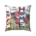 Detail van de USA vlag hart en bloemenprint op de kussensloop voor Onafhankelijkheidsdag - Amerikaans Huis Patriottisch Madeliefje (款式-4)
