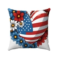 Detail eines weichen Kissenbezugs mit herzförmiger USA-Flagge und floralen Gänseblümchen - Herz Flagge Floral (Stil 6)