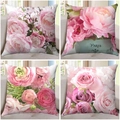 Pink floral Valentine pillow cover featuring Paris print and elegant rose patterns - Pink Peony Floral Style (18)