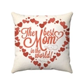 Detail view of Mother's Day pillowcase with red heart pattern and festive typography - Red Heart The Best Mom (Style-5)