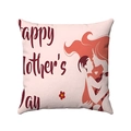 Close-up of soft pink Mother's Day pillowcase with mother and child silhouette print - Pink Silhouette Happy Mother's Day (Style-8)