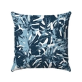 Dettaglio della stampa foglia di monstera su federa per cuscino tropicale blu e bianco - Stile Monstera Blu E Bianco (Stile-2)