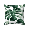 Dettaglio della federa per cuscino quadrata con stampa realistica di foglie di monstera - Stile Foglia Verde Realistico (Stile-3)