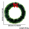 Ghirlanda di Natale verde 38cm in tinsel brillante con un grande fiocco rosso decorativo - 38cm / Verde Scuro con Bordo Verde