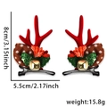 Mollette per capelli corna di renna in velluto rosso con foglie e campanelli oro - Fermaglio Capelli Corna Renna Rosse Campana