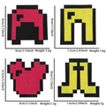 Set aus Pixel-Rüstung Filzaufnähern mit rotem und gelbem Helm, Brustplatte und Stiefeln - Rüstungs-Kollektion